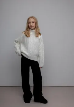 Coccodrillo pantaloni de trening pentru copii culoarea gri, uni, WINTER COSY GRIL JUNIOR imagine