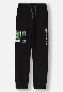 Coccodrillo pantaloni de trening pentru copii culoarea negru, cu imprimeu, X-RAY VISION BOY JUNIOR imagine