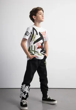 Coccodrillo pantaloni de trening pentru copii culoarea negru, uni, SPORTS BOY JUNIOR imagine