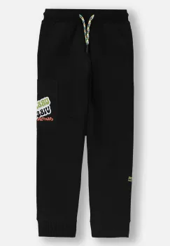 Coccodrillo pantaloni de trening pentru copii culoarea negru, uni, SPORTS BOY KIDS imagine