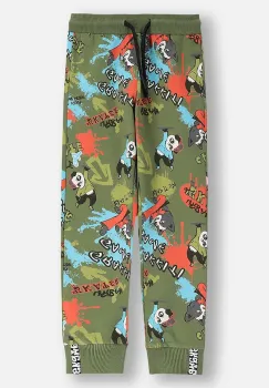 Coccodrillo pantaloni de trening pentru copii culoarea verde, cu imprimeu, SPORTS BOY KIDS imagine