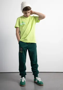 Coccodrillo pantaloni de trening pentru copii culoarea verde, cu imprimeu, X-RAY VISION BOY JUNIOR imagine