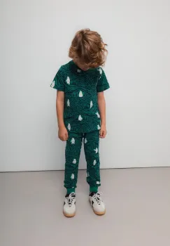 Coccodrillo pantaloni de trening pentru copii culoarea verde, uni, YETI BOY KIDS imagine