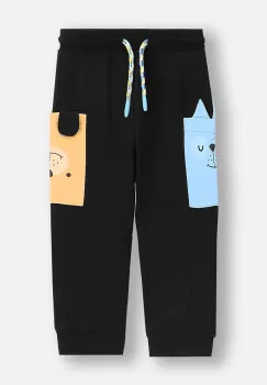 Coccodrillo pantaloni din bumbac pentru bebelusi culoarea negru, uni, BUDDIES BOY NEWBORN imagine