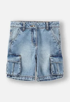 Coccodrillo pantaloni scurti culoarea bleumarin, talie reglabila, JEANS COLLECTION BOY imagine