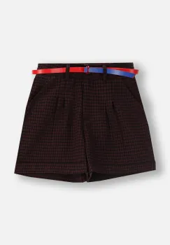 Coccodrillo pantaloni scurti culoarea bordo, cu imprimeu, talie reglabila, ACADEMY GIRL JUNIOR imagine