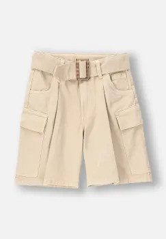 Coccodrillo pantaloni scurti din bumbac culoarea bej, neted, NOSTALGIC MEADOW GIRL JUNIOR imagine