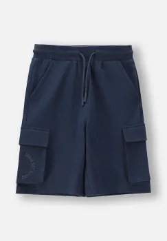 Coccodrillo pantaloni scurti din bumbac culoarea bleumarin, talie reglabila, HOLIDAY SPLASH BOY JUNIOR imagine