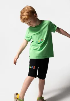 Coccodrillo pantaloni scurti din bumbac culoarea negru, talie reglabila, TROPICAL STORY BOY KIDS imagine