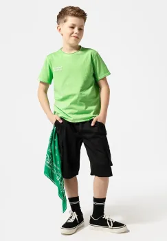 Coccodrillo pantaloni scurti din bumbac pentru copii culoarea negru, talie reglabila, TROPICAL STORY BOY JUNIOR imagine
