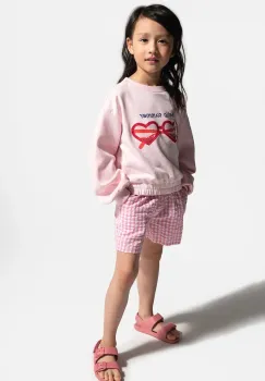 Coccodrillo pantaloni scurti din bumbac pentru copii culoarea roz, cu imprimeu, HOLIDAY SPLASH GIRL KIDS imagine