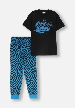Coccodrillo pijamale de bumbac pentru copii culoarea negru, cu imprimeu, PYJAMAS imagine