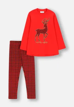 Coccodrillo pijamale de bumbac pentru copii culoarea rosu, modelator, MERRY XMAS imagine
