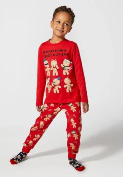 Coccodrillo pijamale de bumbac pentru copii culoarea rosu, modelator, MERRY XMAS imagine