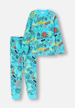 Coccodrillo pijamale de bumbac pentru copii culoarea turcoaz, modelator, PYJAMAS imagine
