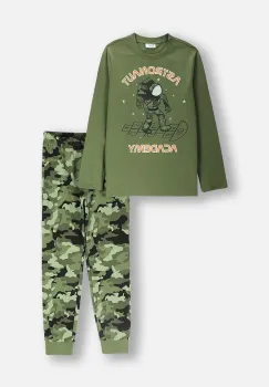 Coccodrillo pijamale de bumbac pentru copii culoarea verde, modelator, PYJAMAS imagine