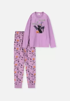 Coccodrillo pijamale de bumbac pentru copii culoarea violet, modelator imagine