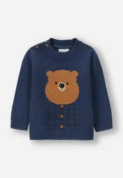 Coccodrillo pulover copii culoarea bleumarin, FOREST FRIENDS BOY NEWBORN imagine