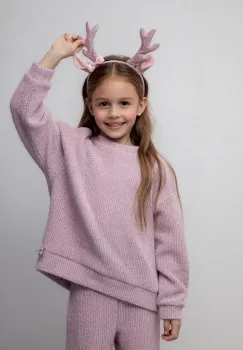 Coccodrillo pulover copii culoarea violet, WINTER COSY GRIL KIDS imagine