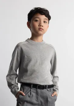 Coccodrillo pulover de bumbac pentru copii culoarea gri, ELEGANT JUNIOR BOY imagine