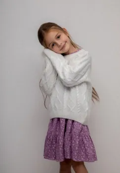 Coccodrillo pulover pentru copii din amestec de lana culoarea bej, WINTER COSY GRIL KIDS imagine