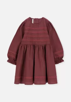 Coccodrillo rochie din bumbac culoarea bordo, mini, evazati imagine