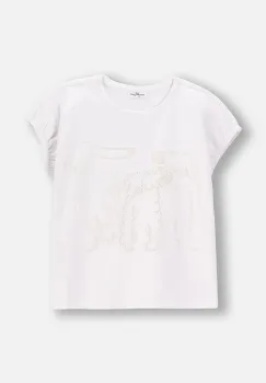 Coccodrillo tricou copii culoarea alb, FLOWER PARADISE GIRL JUNIOR imagine