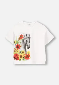 Coccodrillo tricou copii culoarea alb, NOSTALGIC MEADOW GIRL JUNIOR imagine