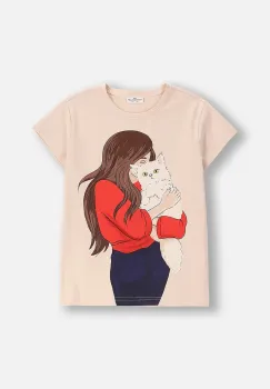 Coccodrillo tricou copii culoarea bej, EVERYDAY GIRL A imagine