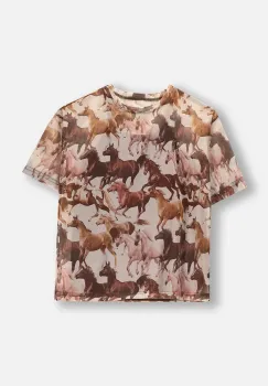 Coccodrillo tricou copii culoarea bej, NOSTALGIC MEADOW GIRL JUNIOR imagine