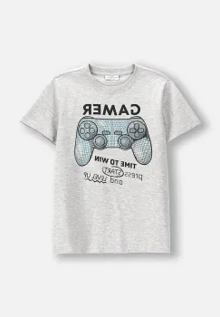 Coccodrillo tricou copii culoarea gri, cu imprimeu, EVERYDAY BOY imagine