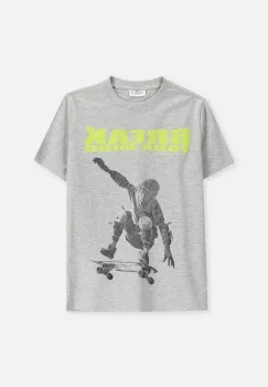 Coccodrillo tricou copii culoarea gri, cu imprimeu, EVERYDAY BOY A imagine