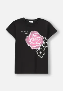 Coccodrillo tricou copii culoarea negru, EVERYDAY GIRL imagine