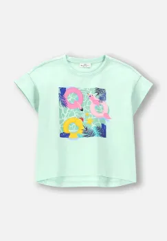 Coccodrillo tricou copii culoarea turcoaz, HOLIDAY SPLASH GIRL KIDS imagine