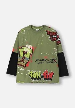 Coccodrillo tricou copii culoarea verde, cu imprimeu, SPORTS BOY JUNIOR imagine
