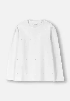 Coccodrillo tricou cu maneca lunga din bumbac pentru copii culoarea alb, ELEGANT PARTY GIRL imagine