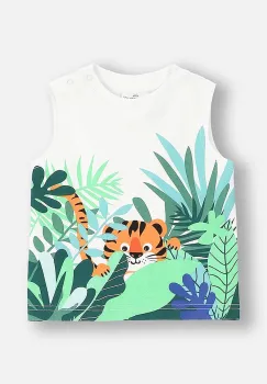 Coccodrillo tricou culoarea alb, cu imprimeu, TROPICAL STORY BOY NEWBORN imagine