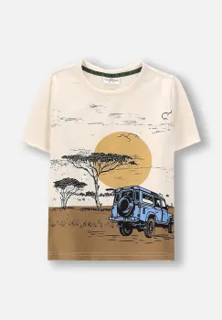 Coccodrillo tricou culoarea bej, WILD SAFARI BOY KIDS imagine