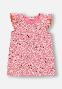Coccodrillo tricou culoarea roz, FLOWER PARADISE GIRL KIDS imagine