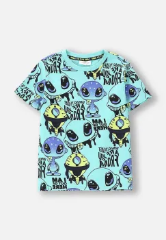 Coccodrillo tricou culoarea turcoaz, cu imprimeu, COSMIC RAVE BOY KIDS imagine
