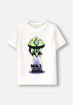 Coccodrillo tricou de bumbac pentru copii culoarea alb, cu imprimeu, COSMIC RAVE BOY KIDS imagine