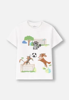 Coccodrillo tricou de bumbac pentru copii culoarea alb, cu imprimeu, MONOCHROME BOY KIDS imagine
