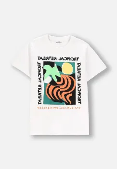 Coccodrillo tricou de bumbac pentru copii culoarea alb, cu imprimeu, TROPICAL STORY BOY JUNIOR imagine