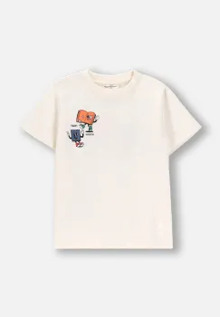 Coccodrillo tricou de bumbac pentru copii culoarea bej, cu imprimeu, EVERYDAY BOY imagine