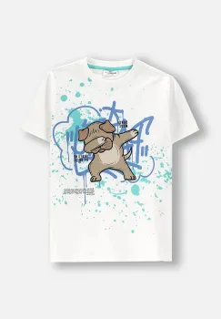 Coccodrillo tricou de bumbac pentru copii culoarea bej, cu imprimeu, EVERYDAY BOY imagine
