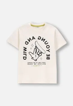 Coccodrillo tricou de bumbac pentru copii culoarea bej, cu imprimeu, EVERYDAY BOY imagine