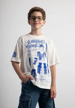 Coccodrillo tricou de bumbac pentru copii culoarea bej, cu imprimeu, LICENCE BOY WARNER BROS imagine