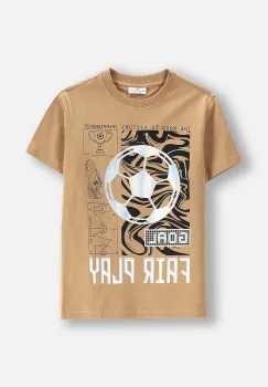 Coccodrillo tricou de bumbac pentru copii culoarea bej, cu imprimeu, MONOCHROME BOY JUNIOR imagine