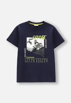 Coccodrillo tricou de bumbac pentru copii culoarea bleumarin, cu imprimeu, EVERYDAY BOY imagine