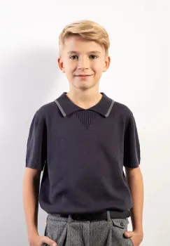 Coccodrillo tricou de bumbac pentru copii culoarea bleumarin, uni, ELEGANT JUNIOR BOY imagine